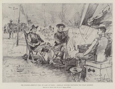 La guerre hispano-américaine, au camp de Tampa, officiers américains discutant de la question cubaine - Henry Charles Seppings Wright